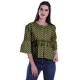 thumbnail image 4 of Moomaya T-Shirt à Col Rond pour Femmes à Manches Évasées, Haut Court en Coton Imprimé, Haut Décontracté, 4 of 4