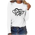 thumbnail image 1 of Pisexur Hauts pour Femmes Mode d'Automne T-Shirt à Imprimé Graphique Cœur Col Rond Manches Longues Chemises pour Femmes Chic Décontracté Hauts de Sortie Confort Polyvalent Blouses Légères, 1 of 5