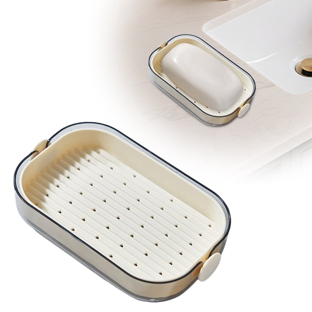 Double Layer Soap Drain Tray and Storage Rack for Efficient Bathroom Organization