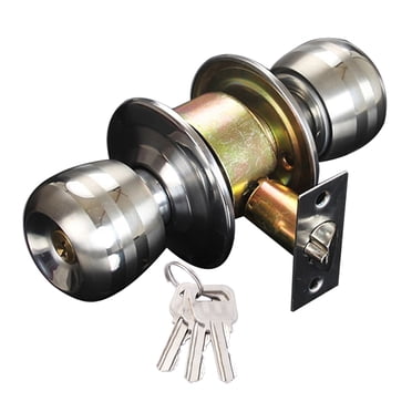 Round Door Handle Knobs Lock Stainless Bedroom bathroom entry door Steel Bedroom Living Room Bathroom Entrance Door Lock with Key