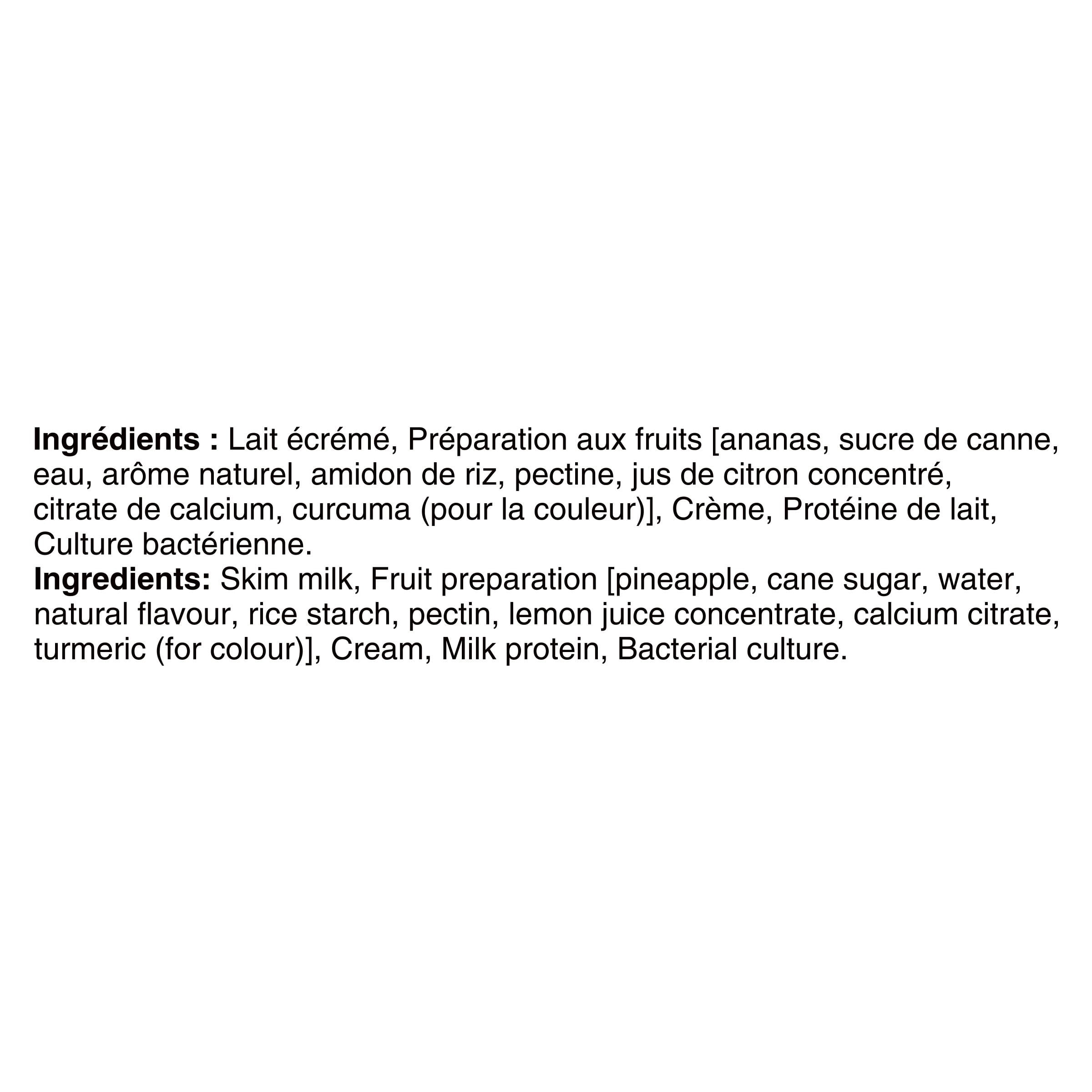Liberté Grec Yogourt 2%, Extra Fruit Ananas, Teneur Élevée En Protéines, 650g