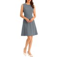 thumbnail image 1 of INSPIRE CHIC Women's Wear to Work Solid Color Sleeveless A-Line Flared Midi Dresses S Grey, 1 of 6