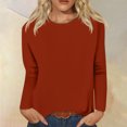 thumbnail image 2 of Timegard Womens Tops Long Sleeve Round Neck Solid Color Basic Tee Fall Casual Comfy Loose Tops Blouse, 2 of 5