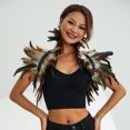 thumbnail image 3 of Fortune Cape Gothique à Plumes pour Femmes Halloween Cosplay Fête Châle à Lacets Boléro, 3 of 8