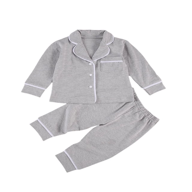 Ensembles de Pyjama en Coton pour Bébé à Manches Longues, à Simple Boutonnage