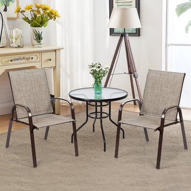 Costway 2PCS Patio Chairs Dining Chair Deck Yard W/Armrest Gray