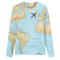 thumbnail image 3 of IROINID Liquidation T-Shirts à Manches Longues pour Femmes Col Rond Imprimé Haut T-Shirt Blouse, Bleu Clair, 3 of 3