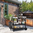 thumbnail image 3 of Gymax 3-Shelf Movable Grill Cart Table Home & Outdoor Multifunctional Stainless Steel, 3 of 10