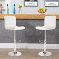 thumbnail image 3 of Set of 2 Bar Stool, Comfortable Swivel Adjustable PU Leather Bar Chair with Backrest, Soft Cushioned Seat, Footrest, Sturdy Metal Frame, Barstools for Kitchen, Pub (Black, White, Brown, Red), 3 of 8