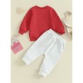 thumbnail image 4 of FOCUSNORM Baby 2Pcs Valentine’s Day Outfits Long Sleeve Sweatshirt + Solid Color Trousers Set Infant Clothes, 4 of 9