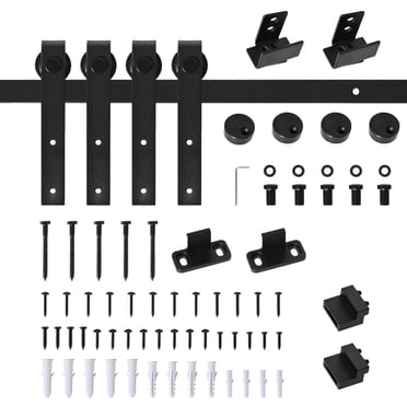 HOMCOM Trousse de Quincaillerie pour Porte de Grange d'Armoire de 6 Pi pour Meuble Télé à Double Porte Coulissante