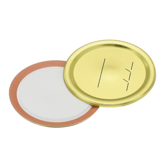 Uxcell Couvercles de Mise en Conserve, Couvercle de Pot Mason en Fer-Blanc, 50 Unités, Ouverture Régulière avec Date, Étanche, Convient au Rangement (Or)