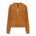 thumbnail image 4 of Half Zip Sweatshirt Women Plus Size Fleece Cropped Hoodies Pullover Fall Winter Warm Tops, 4 of 6