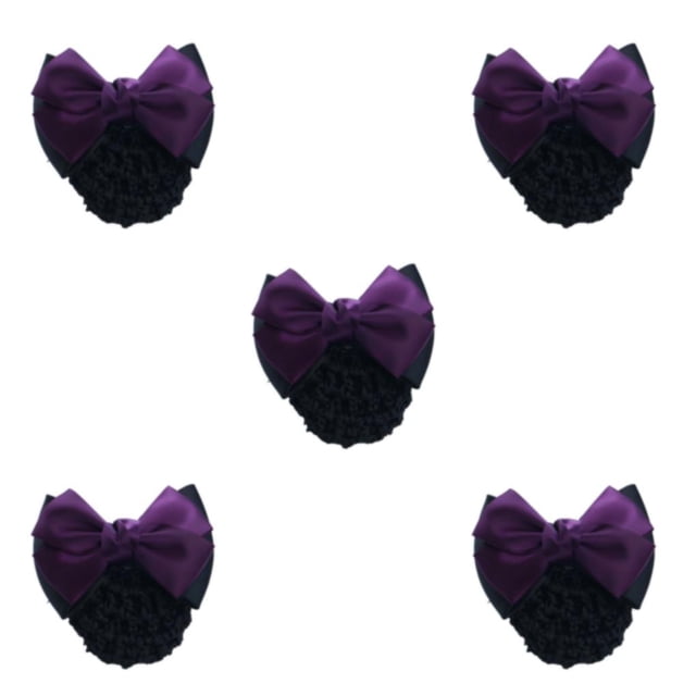 Baohd Wide Application Bow Work Hair Clips For Various Occasions Professional Hair Plate Mesh Pocket Two Bows-dark purple 5Set