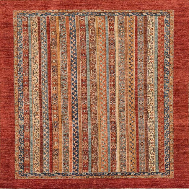 Ahgly Company Tapis d'Intérieur Carrés Abstraits Rouges Abstraits pour Aire, 5 Pieds Carré