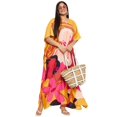 thumbnail image 1 of Oussum Robe Kaftan Longue Jaune à Fleurs en Polyester Grande Taille pour Femmes, 1 of 7