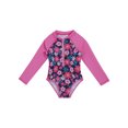thumbnail image 3 of YONGHS Kids Girls Long Sleeve One Piece Swimsuits Zipper Rash Guard Swimwear UV Protection Bathing Suit Rose Red 4, 3 of 7