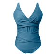 thumbnail image 4 of Huesdet Womens One Piece Swimsuit Metal Modest Tummy Control Bathing Suit Slimming Full Coverage Mesh Swim Suits[Light Blue,XXL], 4 of 5