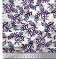 thumbnail image 1 of Soimoi Crepe Silk Fabric Leaves & Floral Block Printed Fabric 1 Yard 42 Inch Wide, 1 of 3