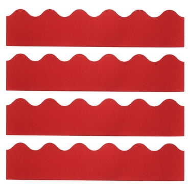 Unique Bargains 3' x 1.08ft Bulletin Board Border 30 Pack Scalloped Trim Strips Wall Decor for Classroom Gold Red