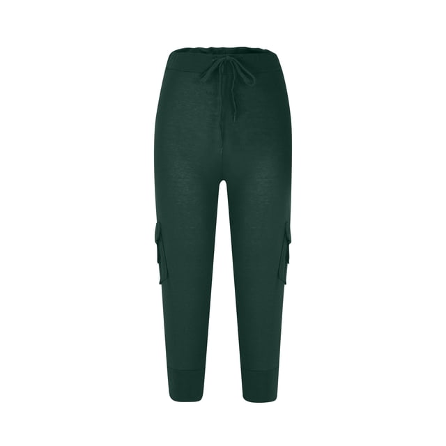 Moxiu Capri de Randonnée pour Femmes 2025 Leggings Capri avec Poches Taille Haute Extensible à Cordon Capris Décontractés Joggers Capri pour Femmes Vert Armée,TTTTG