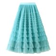 thumbnail image 1 of Birdeem Womens Solid Color Ruffled Mesh Skirt High Waist Prom Poached Skirt Half-Length Skirt, 1 of 7