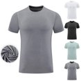 thumbnail image 1 of UVEASISHA Soft Stretchy T Shirts Mens Short Sleeve Crewneck Tops Big and Tall Slim Fit Casual Workout Tees Solid Color Base Layer T-Shirt Sales Today Mint Green XXL, 1 of 4