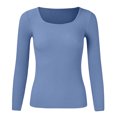 thumbnail image 4 of PMUYBHF Combinaison Chandail pour Femme Femmes Couleur Unie Col en U Chandail Tricoté Chandail à Col Roulé de Base Hauts L, 4 of 5