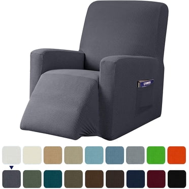 Subrtex Housse Extensible pour Fauteuil Inclinable 1 Pce, Housse Texturée à Carreaux avec Poches