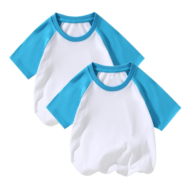 vdgthytj 2 Pack Kids Summer Raglan T-Shirts Girls Boys Color Block Crewneck Short Sleeve Casual Basic Tops Tees