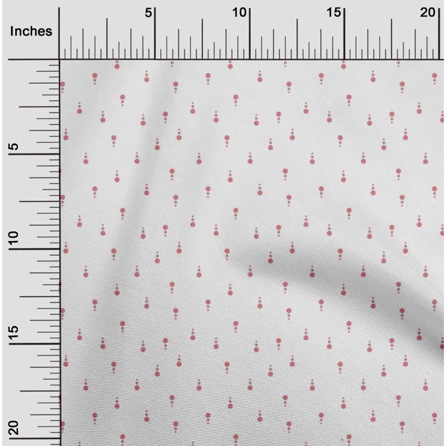 oneOone Tissu Georgette Viscose Rouge Pastel à Pois pour Robe Tissu Imprimé au Mètre 42 Pouces de Large