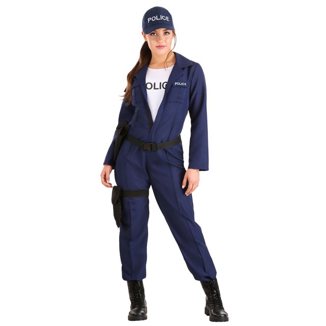 FUN Costumes Women's Tactical Cop Jumpsuit, Navy