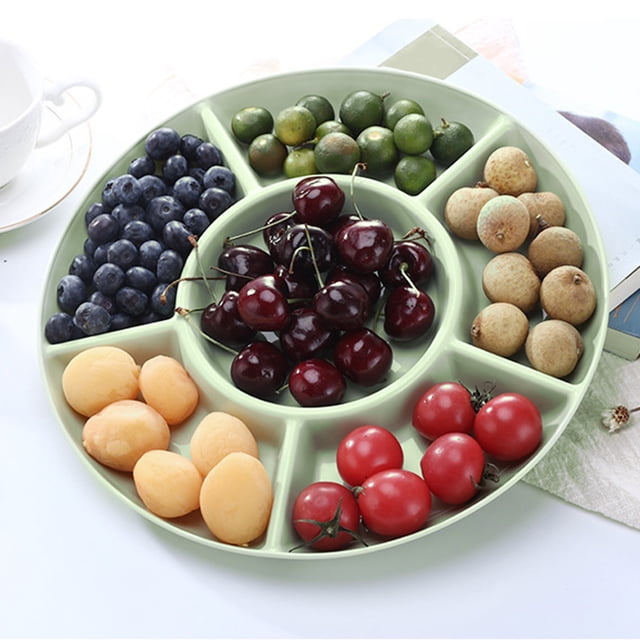 Back to School!Divider Tray Food Regeatable,Fruit Divider Tray with Lid,Candy Tray Nut Snacks Fruit Tray,Compartment Round Dried Fruit Tray,Squares Snacks Refreshment Tray Candy Snack Tray Organizer