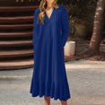 thumbnail image 2 of Pisexur Robes d'Automne pour Femmes, Couleur Unie, Manches Longues, Robes de Retour à la Maison, Col en V, Robes d'Invitée de Mariage pour Femmes, Robe Maxi Décontractée Ample, Robes Grande Taille pour Femmes aux Formes, P-5TG, 2 of 6