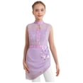 thumbnail image 1 of Oyolan Robe de Patinage Artistique Brillante pour Filles, Robe de Danse Lyrique, Justaucorps de Ballet à Jupe Froncée pour Compétition, Lavande 6, 1 of 6
