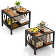 thumbnail image 1 of Patiojoy Outdoor Side Table with 1.57" Umbrella Hole 2-Tier Patio Metal End Table with Storage Shelf 2PCS, 1 of 9