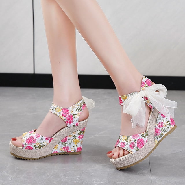 LSLJS Sandales Compensées à Bout Ouvert pour Femmes, Talon Compensé, à Lacets, Talons Hauts, Sandales de Luxe