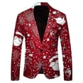 thumbnail image 1 of Men Christmas Snowflake Santa 3 Piece Suit Men Printed Pocket Lapel Button Suits for Big Men Suit Jacket Suit, 1 of 3