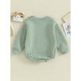 thumbnail image 4 of Pudcoco Infant Baby Fall Fleece Jumpsuit Solid Color Round Neck Long Sleeve Sweatshirt Romper Toddler Clothes, 4 of 9