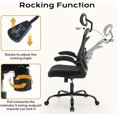 thumbnail image 4 of Ergonomic High-Back Mesh Office Chair – Adjustable Lumbar Support, Reverse-Up Armrests, Removable Headrest, Wide Seat, 300lbs Capacity, Swivel Rocking Desk Chair, Black Frame | Black Web, 4 of 7