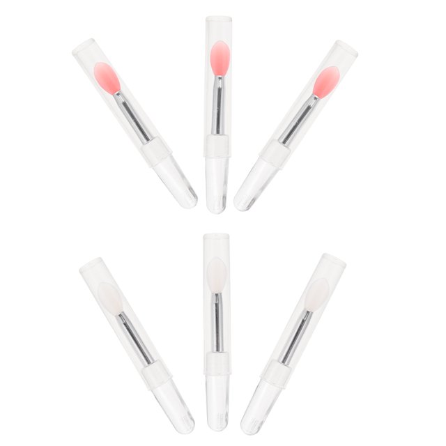 Miangastore Makeup Applicator Semi Transparent Red Silicone 6Set 2.6x0.3in, a set of six silicone lip brushes with semi-transparent handles and red or white silicone heads. Perfect for precise lipstick application, reducing product waste, and compact storage in cosmetic bags. A versatile beauty tool for makeup enthusiasts.