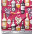 thumbnail image 1 of Soimoi Silk Fabric Grapes,Wine Glass & Bottle Print Sewing Fabric Yard 42 Inch Wide, 1 of 3