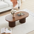 thumbnail image 1 of Wirrytor Oval Fluted Coffee Table, Farmhouse Wood Coffee Table Mid Century Modern Center Table Boho Living Room Tables for Living Room Office (Walnut), 1 of 7
