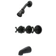thumbnail image 1 of Kingston Brass KB235AX Tub Shower Faucet Set w 3-Cross Handle, Oil Rubbed Bronze, 1 of 5