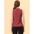 thumbnail image 4 of INSPIRE CHIC Blouse Décontractée Sans Manches à Col Montant à Volants pour Femme Bourgogne TP, 4 of 5