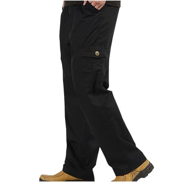 EGNMCR Men's Lightweight Pants, Cargo Pants Men, Linen Pants Men, Mens Casual Loose Fit Elastic Waist Pants Solid Casual Pocket Outdoor Trousers Classic Trousers Work Pants Men Pants