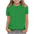 thumbnail image 1 of Bwiyojiz Tailles Mode 110-160 T-Shirts/chemises pour Enfants à Couleur Unie à Manches 3/4 à Col Rond, Vert, 1 of 4