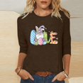 thumbnail image 1 of Xihbxyly Hauts Grande Taille pour Femmes Manches 3/4 T-shirt Imprimé Col Rond de Pâques Manches 3/4 Chandail Col Rond Cadeau de Vacances, 1 of 5