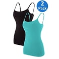thumbnail image 1 of Charmo Women's Cotton Basic Camisole Adjustable Spaghetti Strap Built in Bra Tank Top 2 Pack, 1 of 7