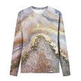 thumbnail image 5 of IROINID en Solde T-Shirt à Manches Longues en Polyester pour Femmes Confortable Dames Col Rond Hauts Amples T-Shirts Imprimés Blouse, Or, 5 of 5